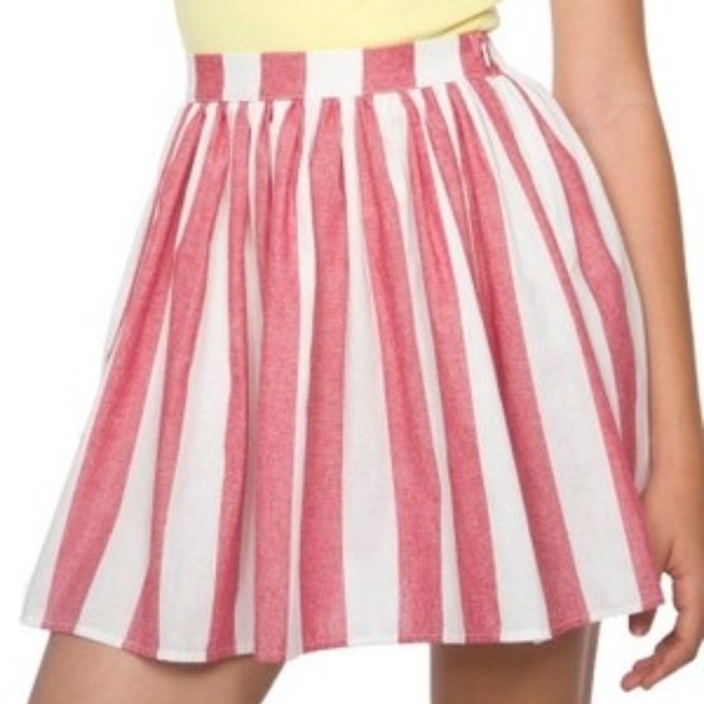 American Apparel Pink White Striped Circle Skirt